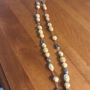 Brighton cream/silver stone 36” necklace